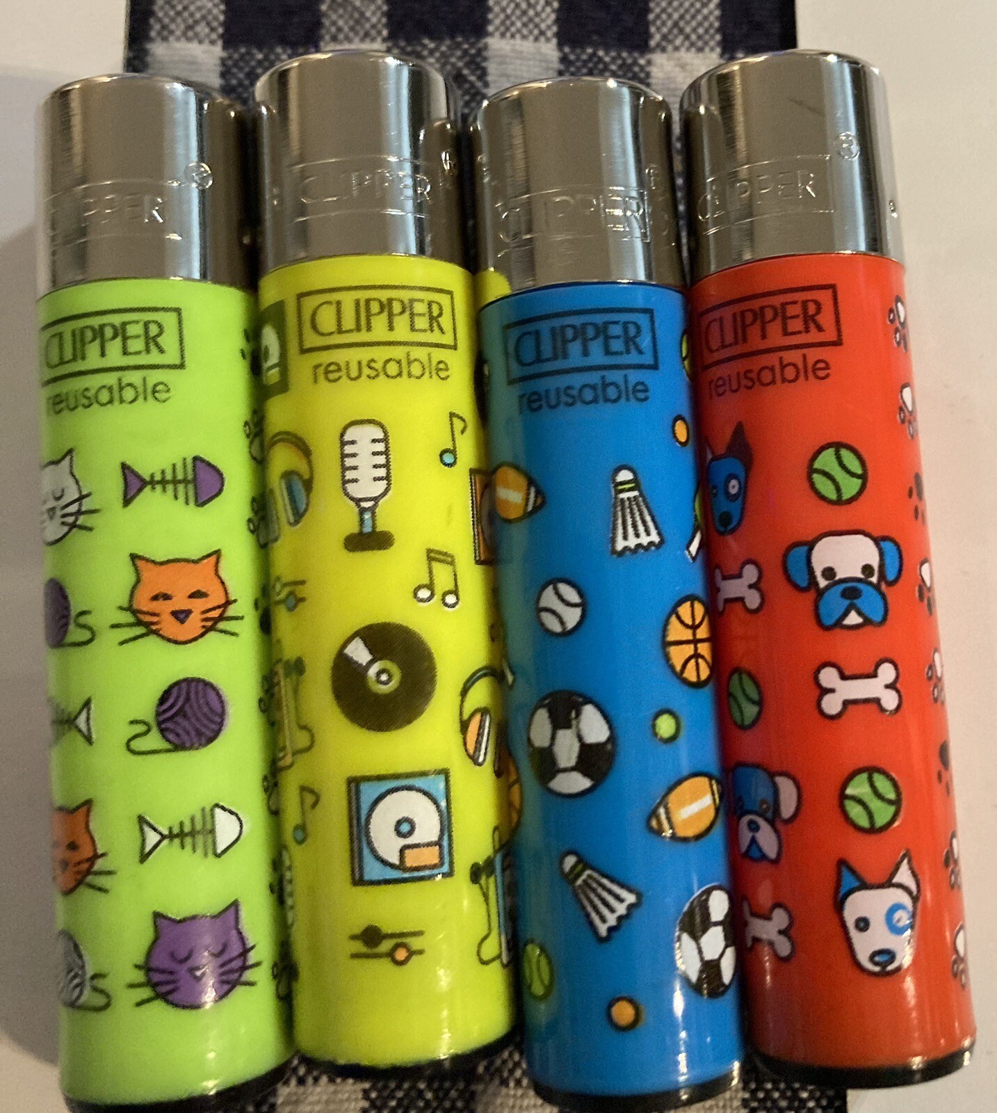 4 x Clipper Lighters Lighters, “Everyday Life” 4 Set Refillable Flint Lighters