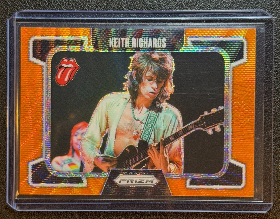 2025 Panini Prizm The Rolling Stones Keith Richards Orange Wave Prizm /259 #77