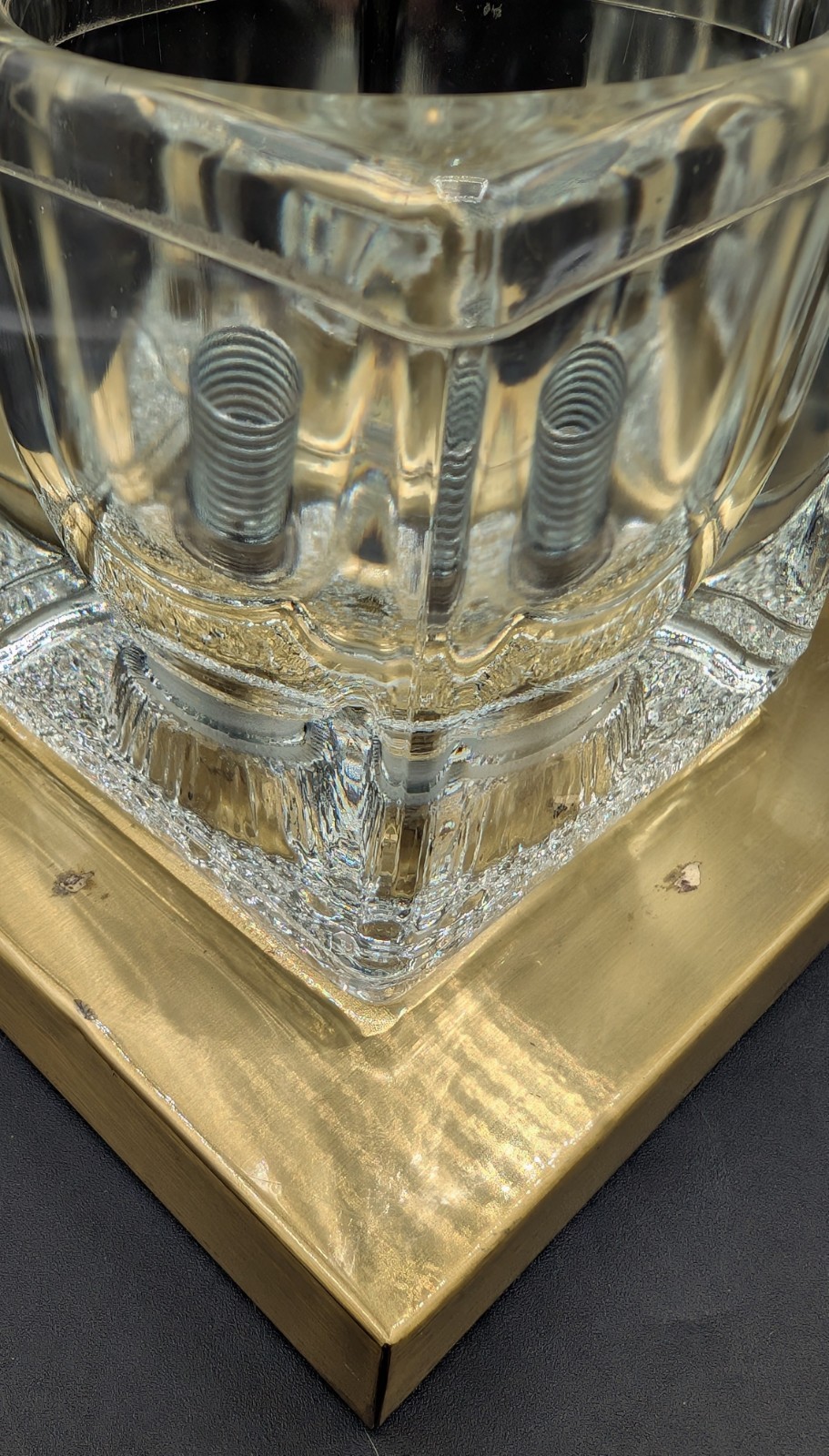 Peill & Putzler MCM Ice Cube Flush Mount Crystal & Gold Tone Ceiling Wall AS IS