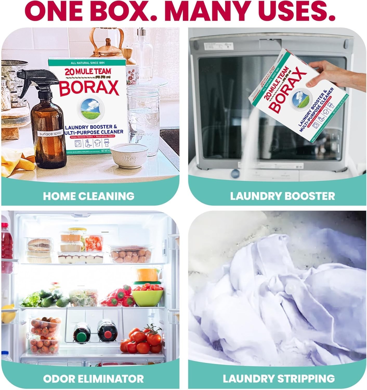 All-Natural Borax Laundry Booster & Multi-Purpose Cleaner, 65 Ounce, 4 Count
