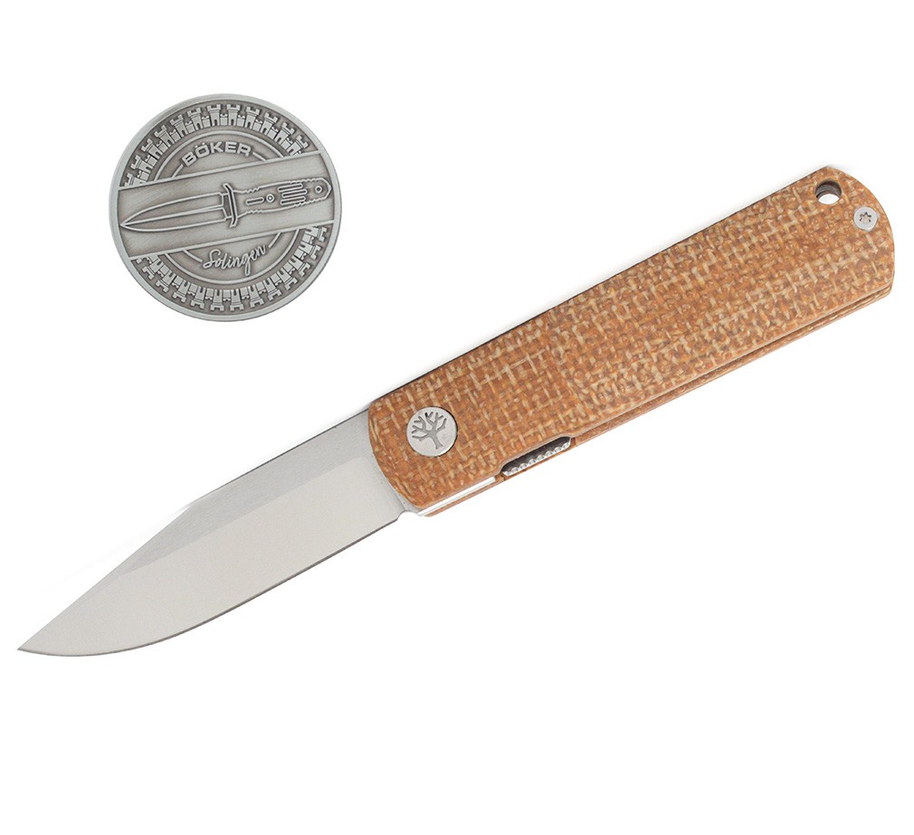 Boker Solingen BRLW Flip Barlow Folding Knife 2.6″ MagnaCut Blade Jute Micarta