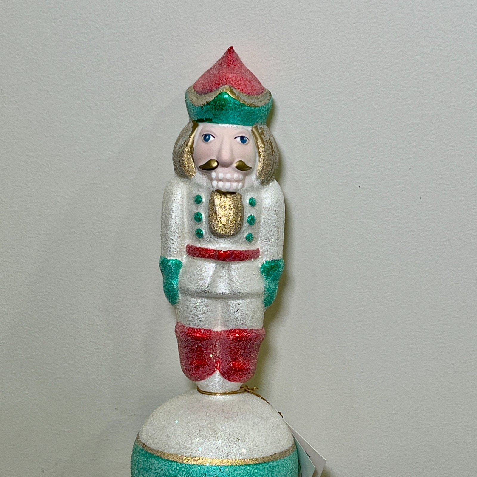 Radko 1997 “DELUXE NUTCRACKER FINIAL” Christmas Tree Topper Red&Green NOS, Frost