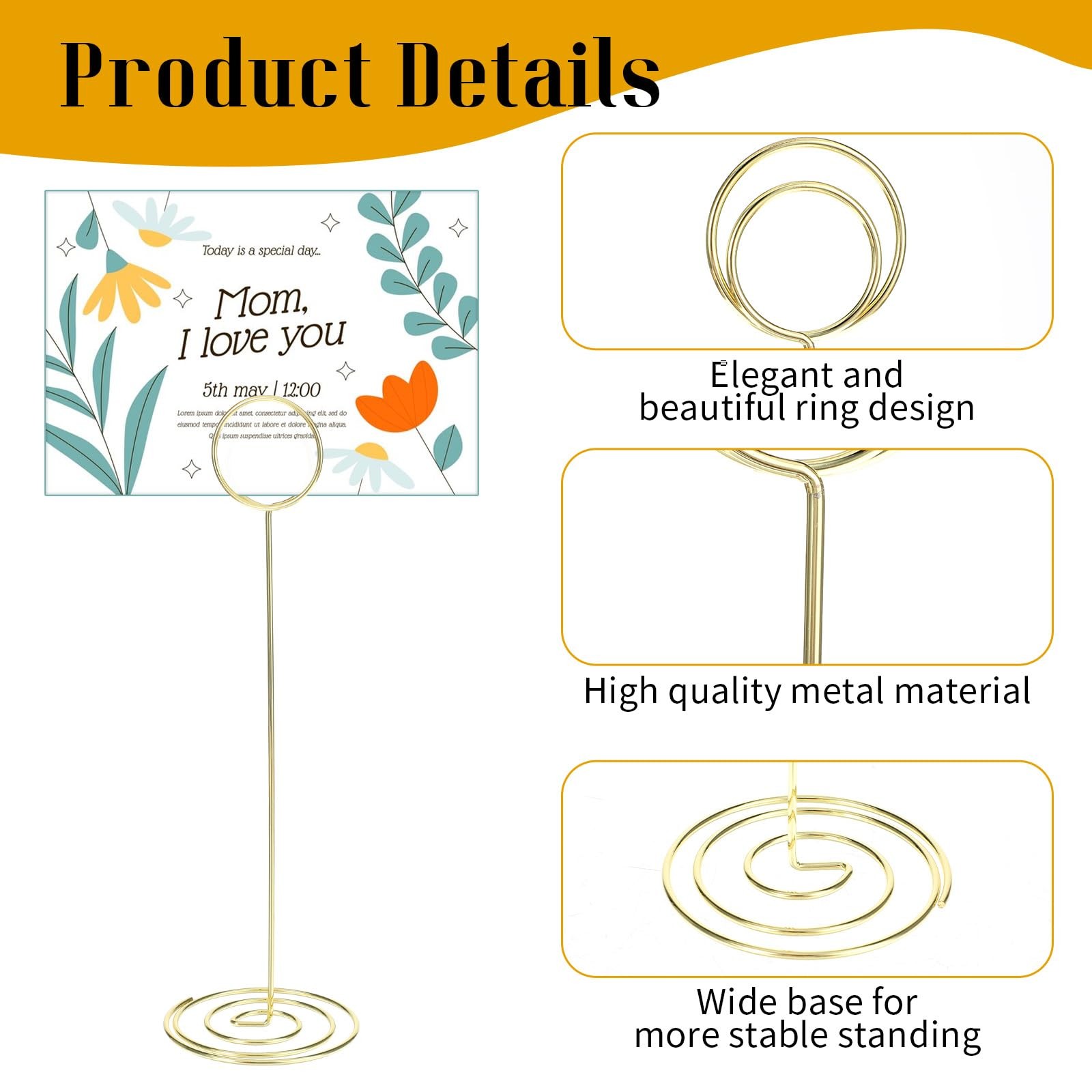 20 Pack Gold Table Number Holders，8.86“ Tall Place Card Holders