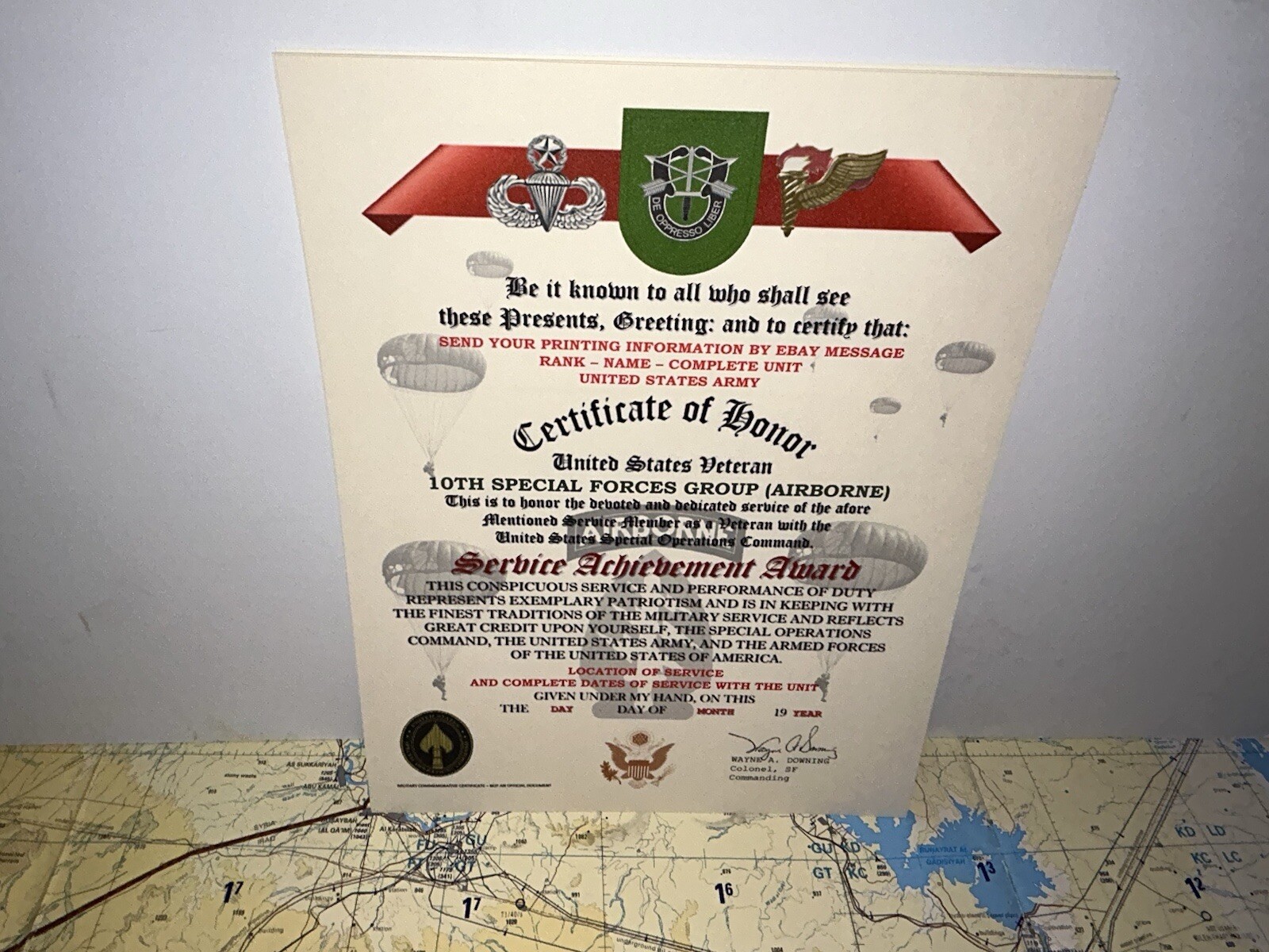 U.S. ARMY – 10TH SPECIAL FORCES GROUP (ABN) VETERAN SERVICE ACHIEVEMENT AWARD