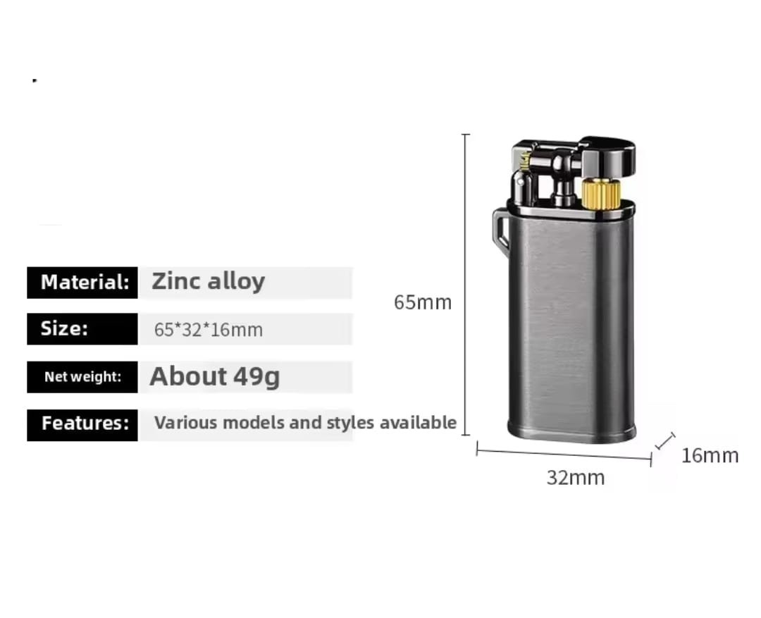 Retro Zinc Alloy Metal Oblique Fire Butane Gas Cigar & Cigarette Lighter