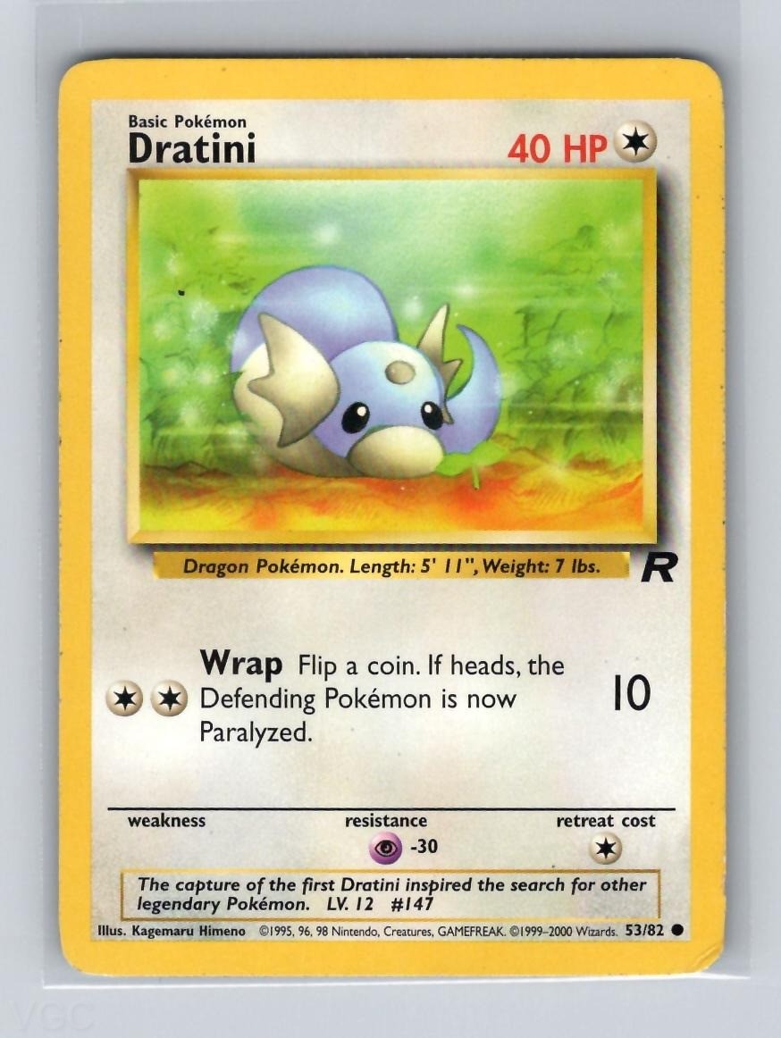 Dratini 53/82 Common Team Rocket Unlimited Pokemon MODERATELY PLAYED