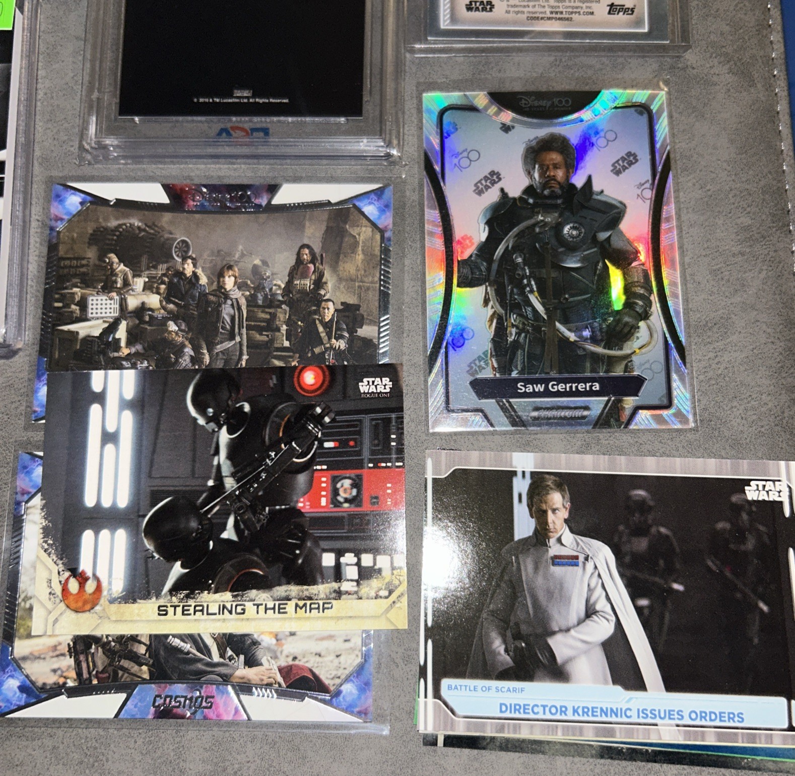 Star Wars Rogue One Cassian Andor Jyn Erso serial numbered & Bonus trading Cards