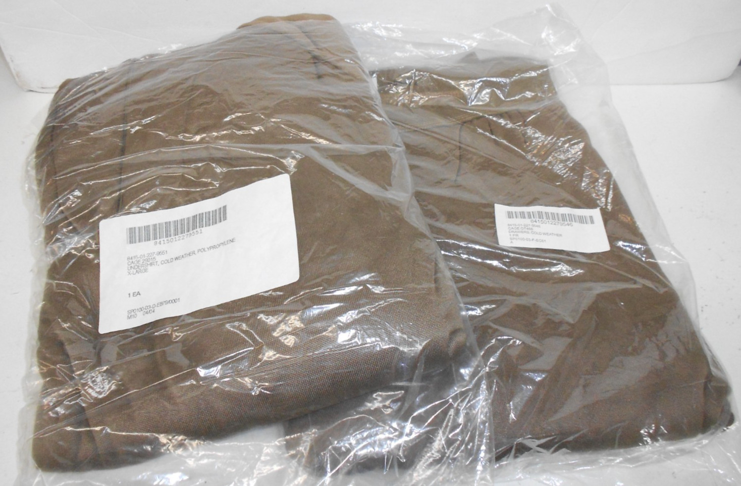 USGI Polypropylene Cold Weather Shirt & Drawers Set X-Large NEW Free Shipping