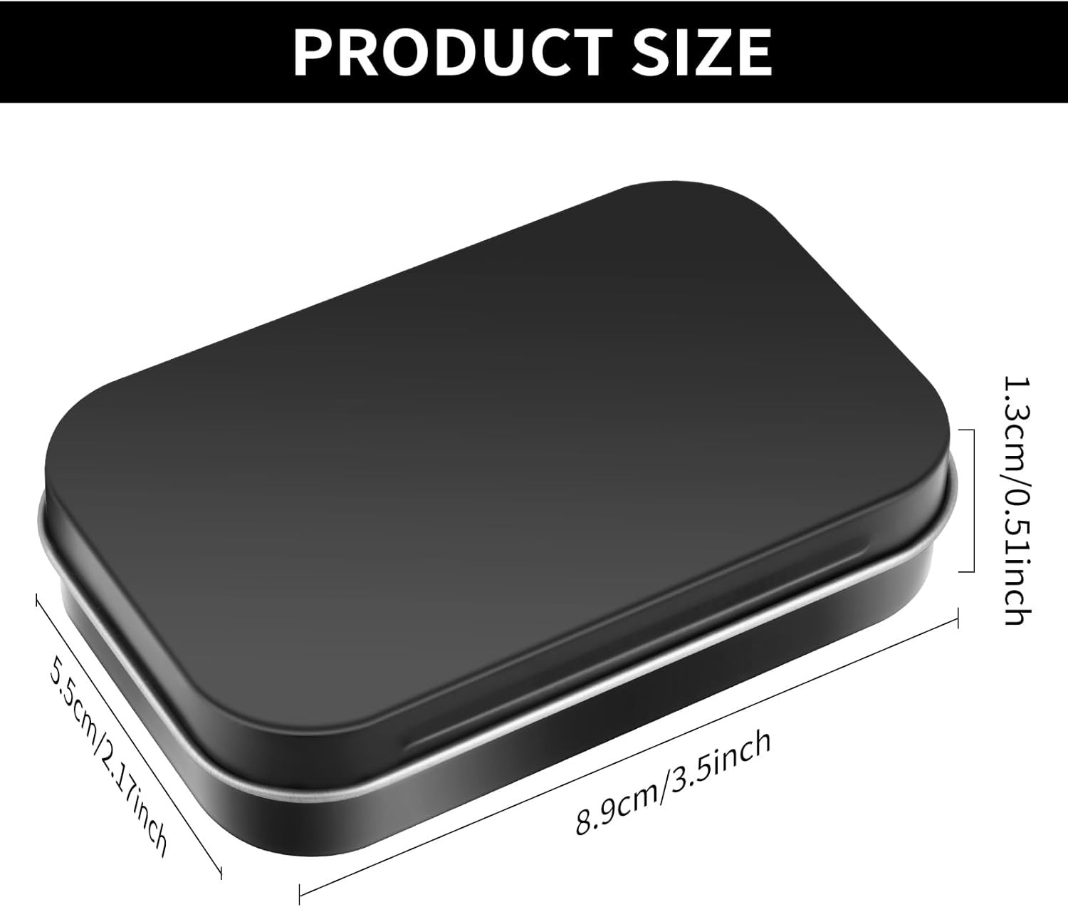 Black Metal Rectangular Empty Hinged Tins Metal Tin Box Small Tins with Lids for