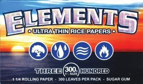 ELEMENTS 1 BOX ElEMENTS 300 X 1 1/4 (1.25) ROLLING PAPERS ULTRA THIN RICE 20 PK