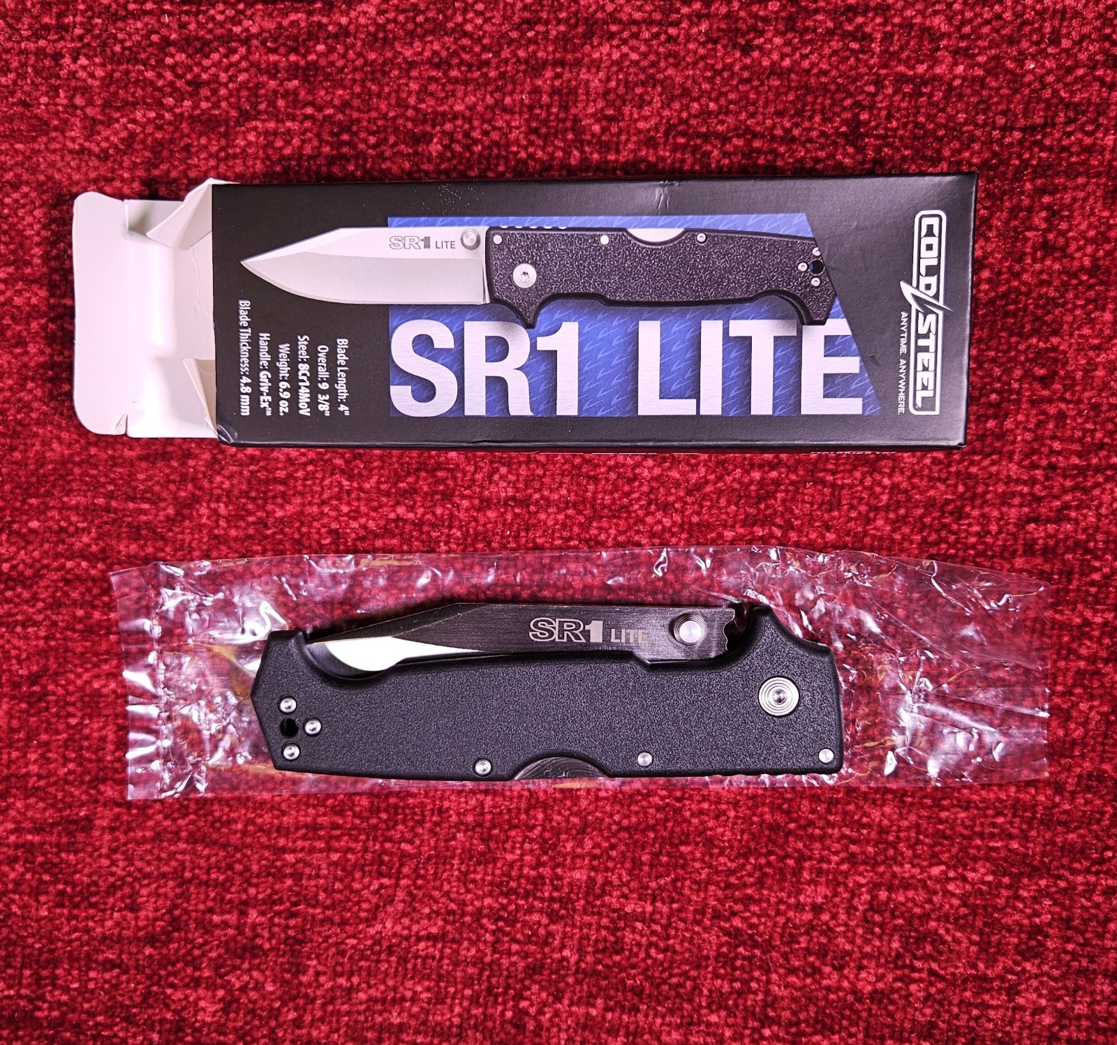 COLD STEEL SR1 Lite 4″ Blade Pocket Knife, Griv-Ex Handle, Tactical Tri-Ad, EDC