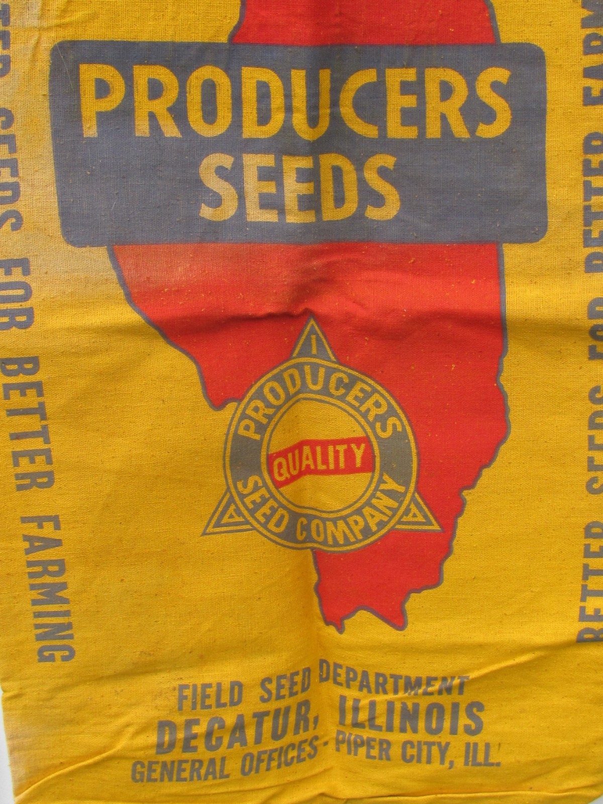1964 ILLINOIS PRODUCERS SEED CO ALFALFA RANGER GRASS SACK BAG FARM WITH TAG