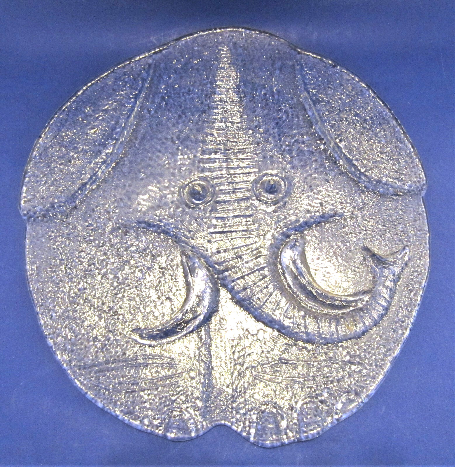 Mid Century Modern Swedish Heavy Clear Glass Elephant Head Serving Snack Platter