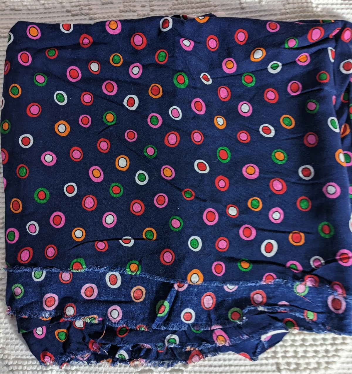 Vintage Cranston Print Works Blue Multicolor Circles Fabric 3 Yards 57″ Wide