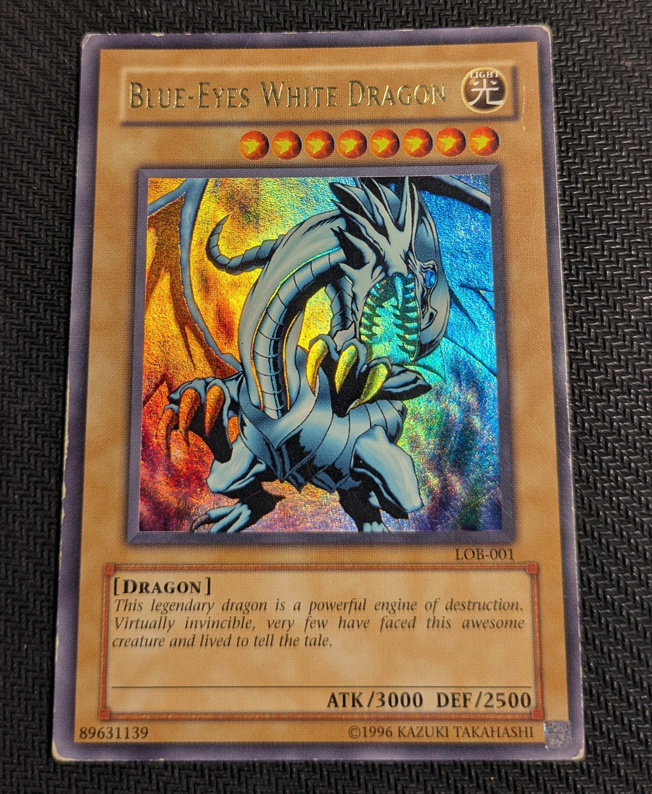 Yugioh Blue-Eyes White Dragon LOB-001 Ultra Rare GLOSSY HP!