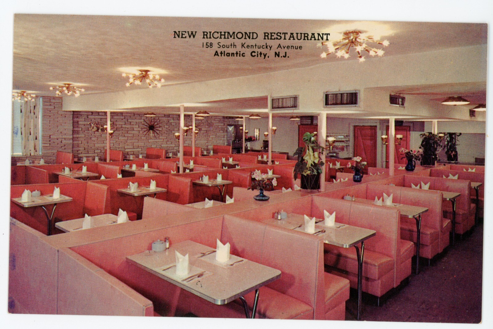 Atlantic City NJ New Richmond Restaurant Kentucky Ave Interior Vintage Postcard