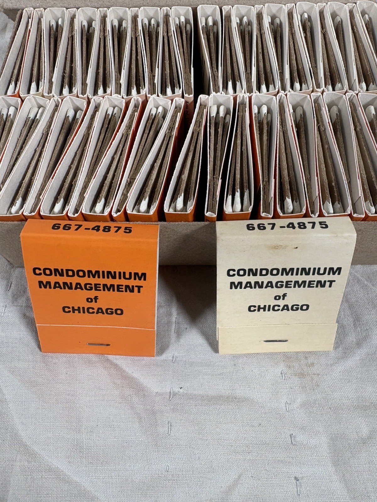LOT OF 50 VINTAGE MATCHBOOKS Condominium Management Of Chicago ( Orange & White)