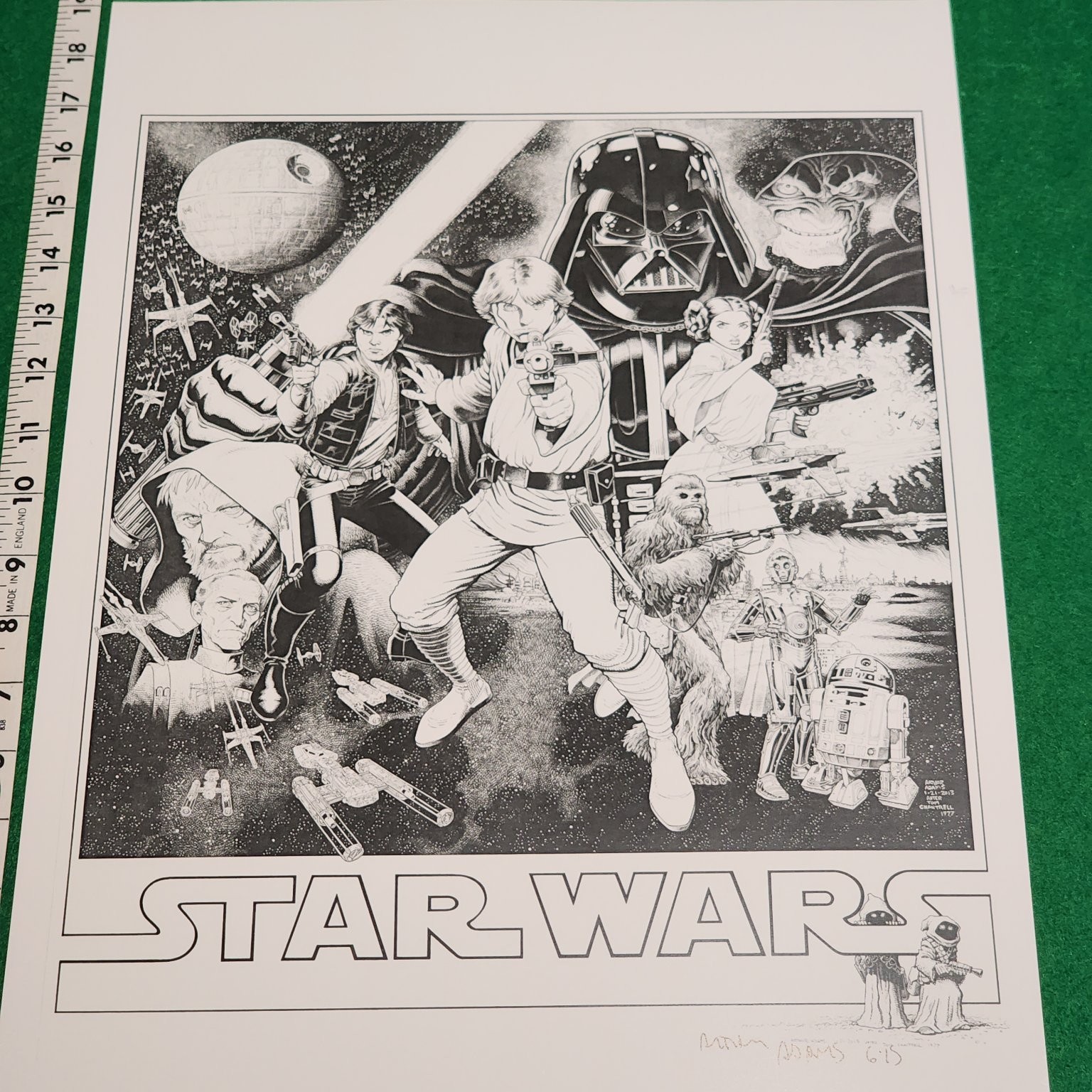 Arthur Adams Signed Star Wars #1 Comic Book Cover Art Print 2015 19×13 Marvel