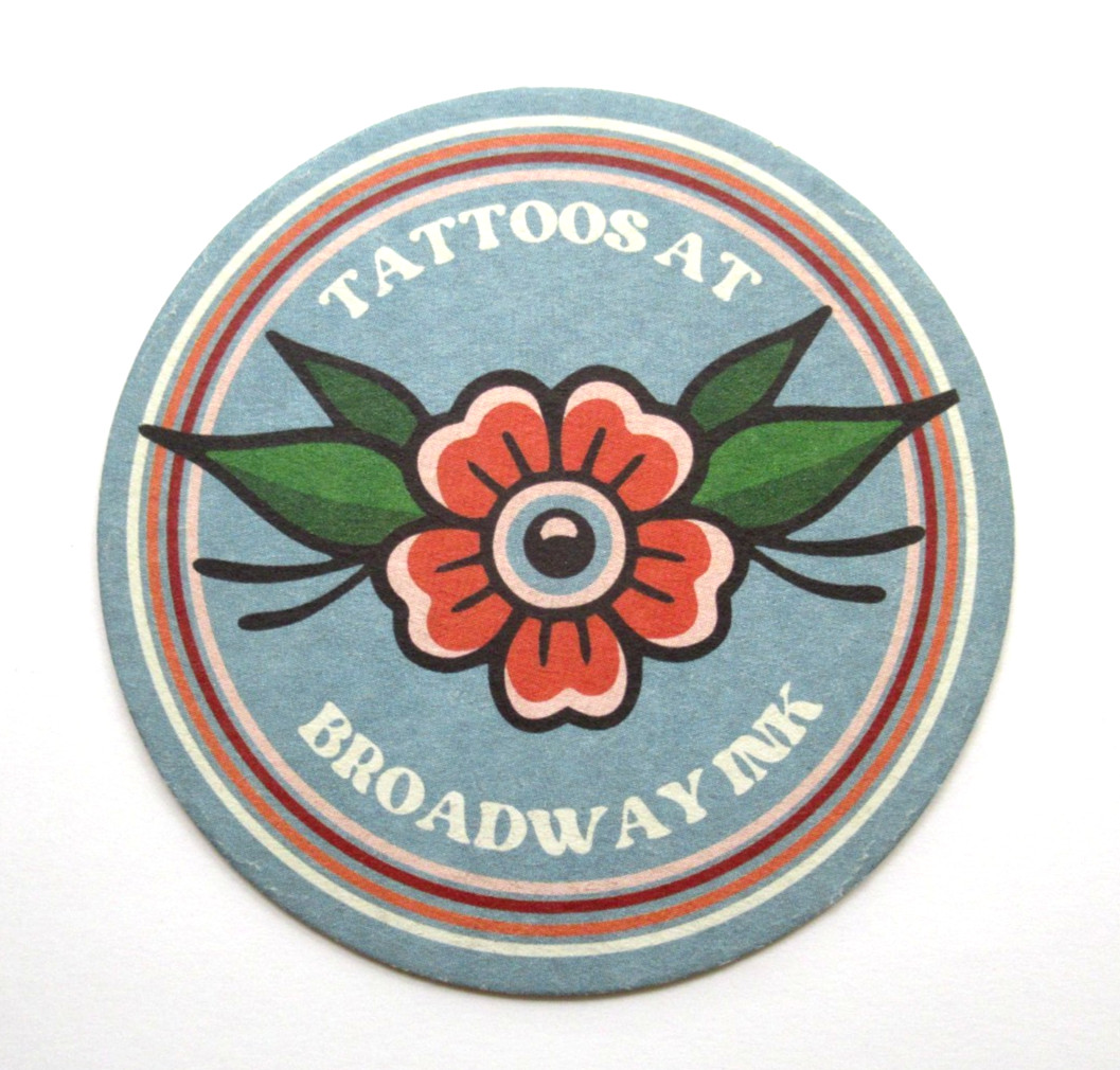 Broadway Ink Tattoo Shop Coaster Portland Oregon Women Owned Business Art