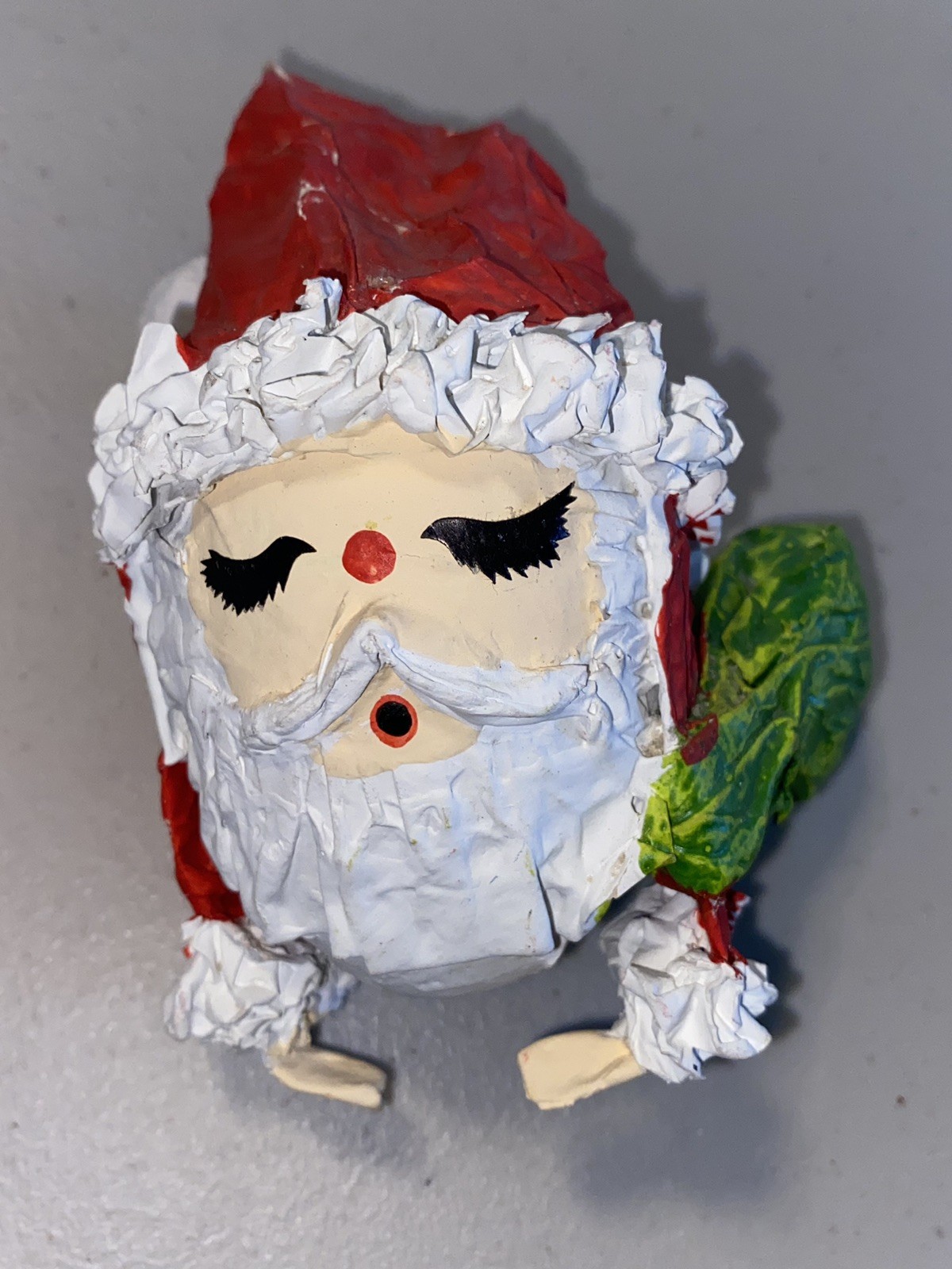 4” Vintage Paper Papier Mache Christmas Santa Claus￼ Ornament