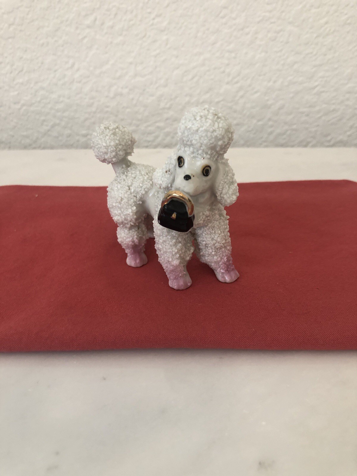 SUGARED Poodle Holding Purse 1940’s Japan