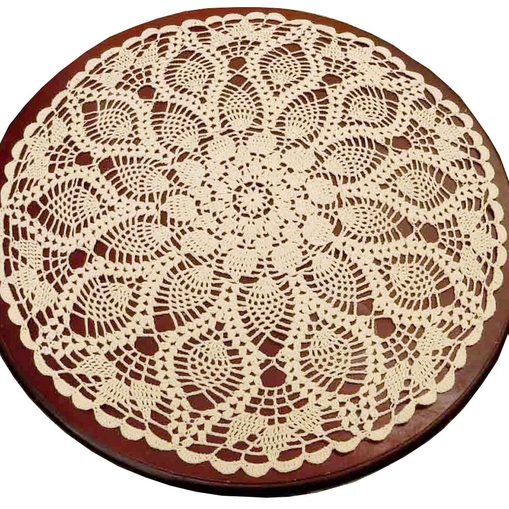 Table Placemats Crochet Doilies Lace Round Cotton Doily For Tables 20 Inch Beige