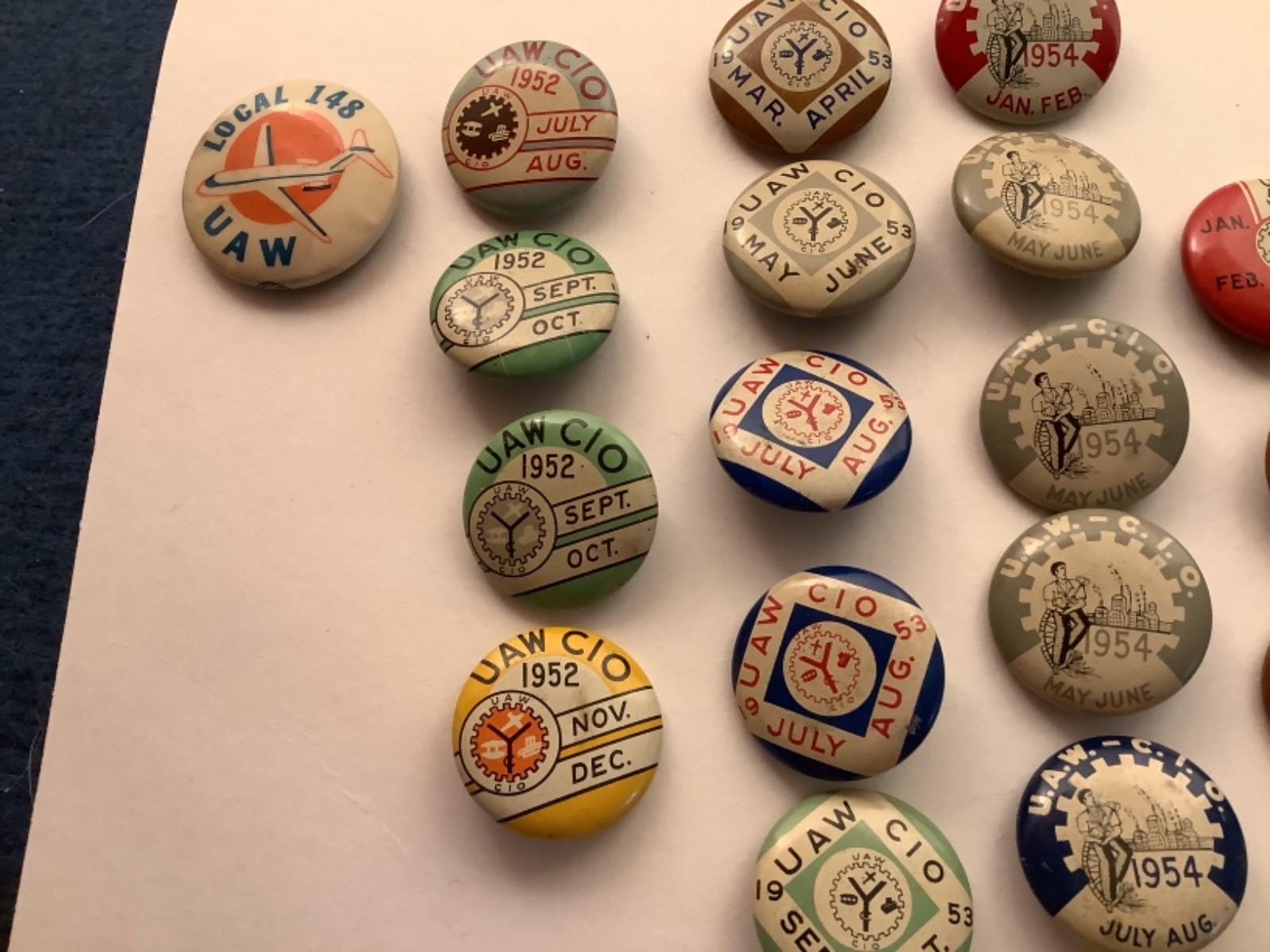 Vintage Union Affiliated Pin Back Buttons Group of 34