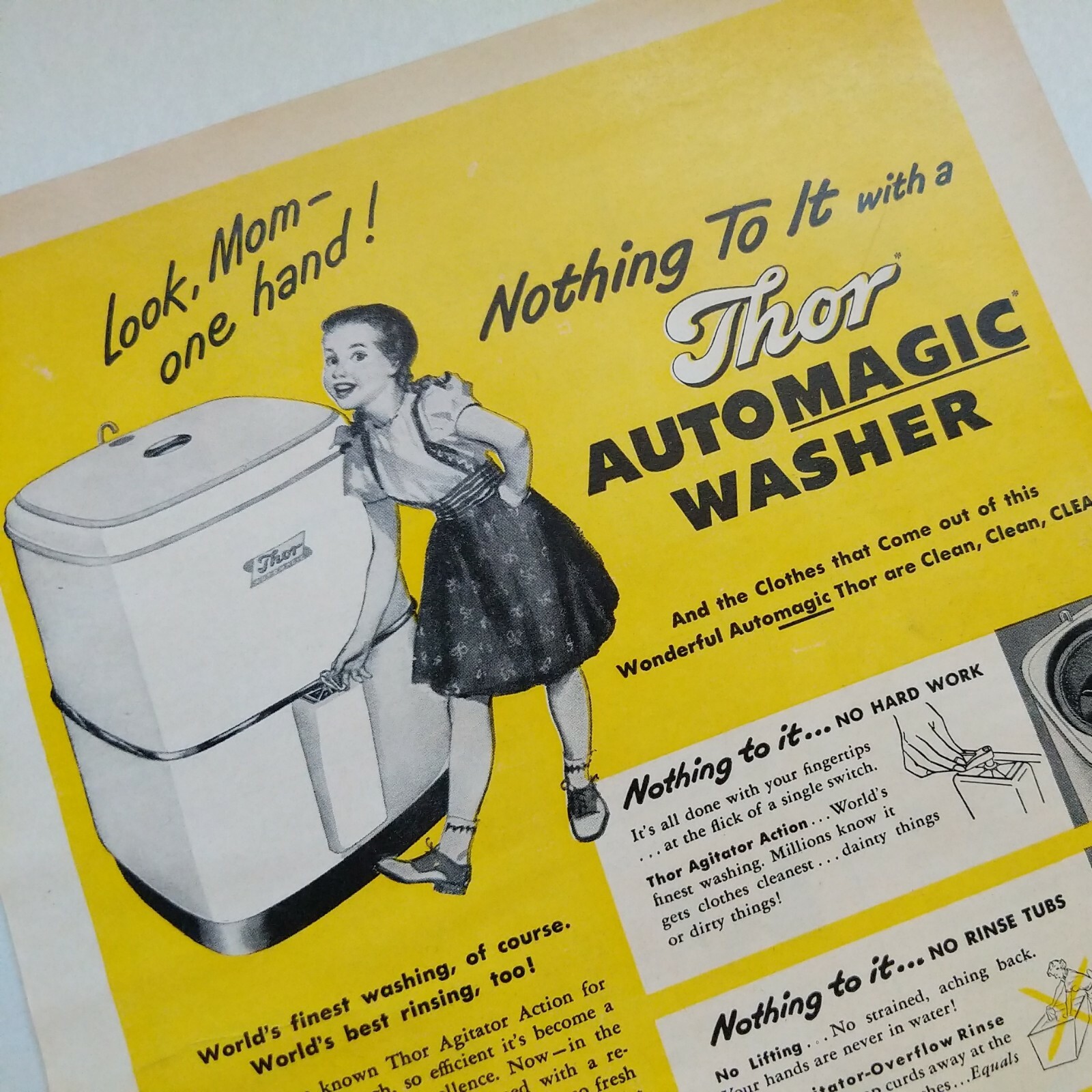 Vintage 1949 Thor Automagic Washer Washing Machine Original Magazine Ad