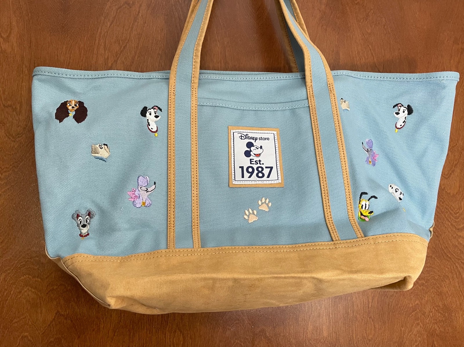 LARGE Version Disney Dogs Disney Store Est. 1987 Canvas Tote NO ZIPPER closure!