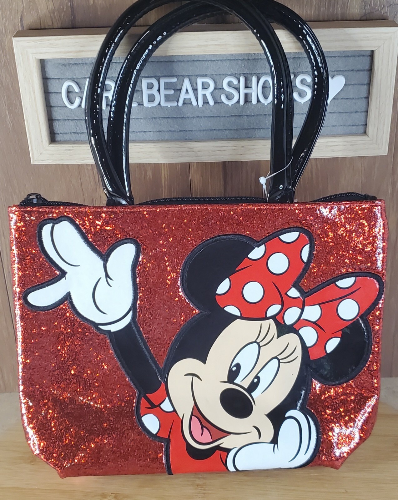 Disney Parks Exclusive ~ Minnie Mouse Red Glitter Bag Tote Purse ~ NWT