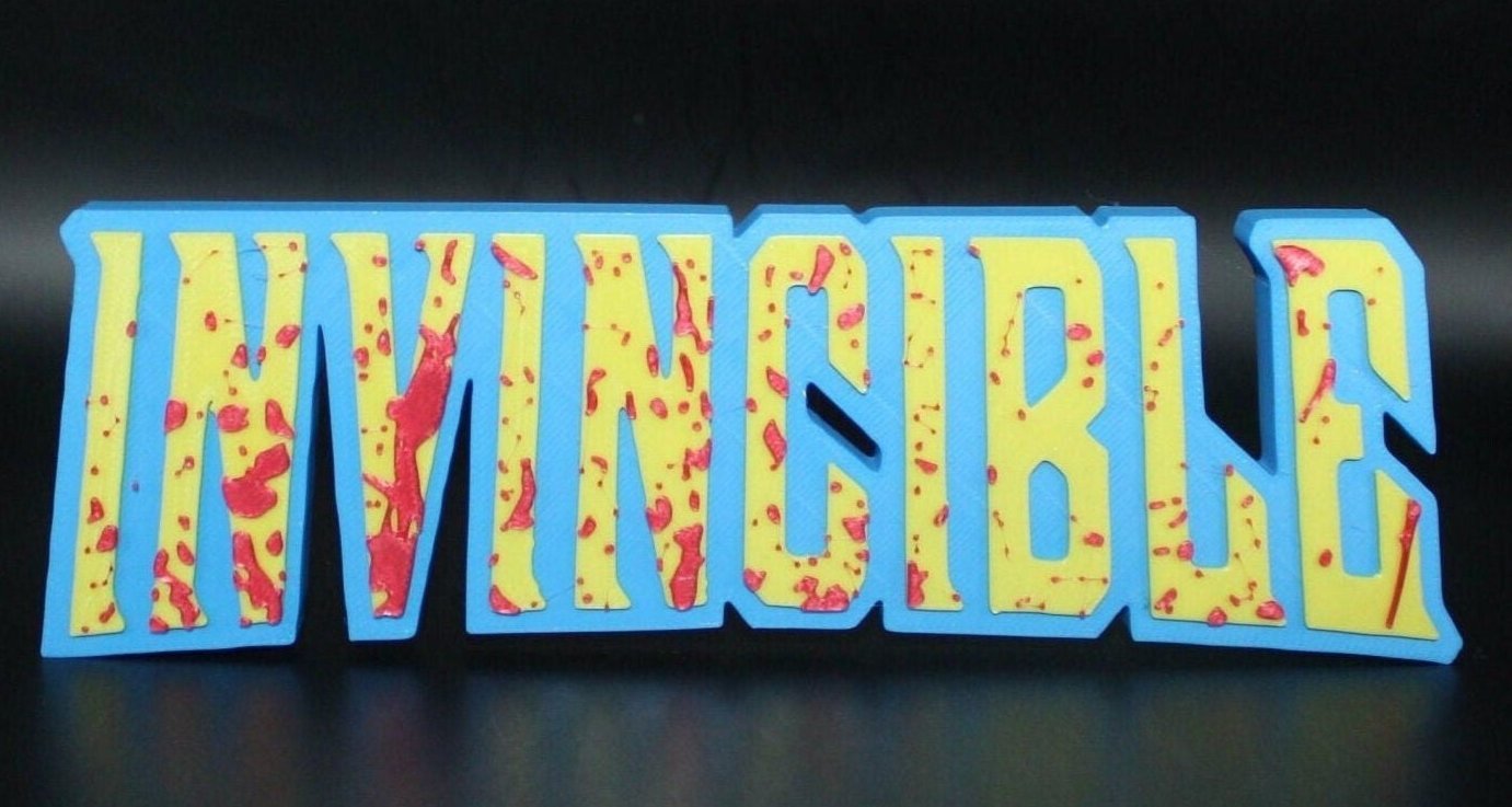 Invincible Jumbo 10.5in w/blood 3D printed Logo Sign Wall Desk Shelf Art