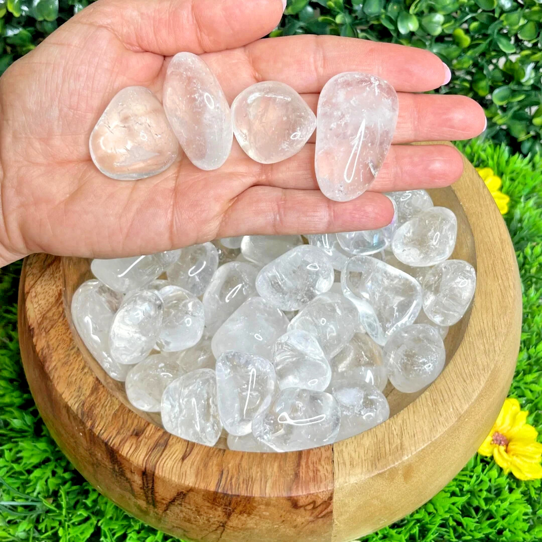 50Pcs Clear Quartz Tumbled Stone Healing Crystal Reiki Gemstone Mineral Specimen