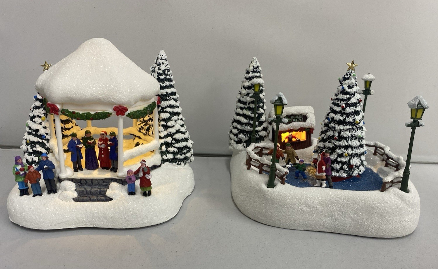 2023 & 2024 Thomas Kinkade Teleflora Christmas Skaters and Carolers Set of 2