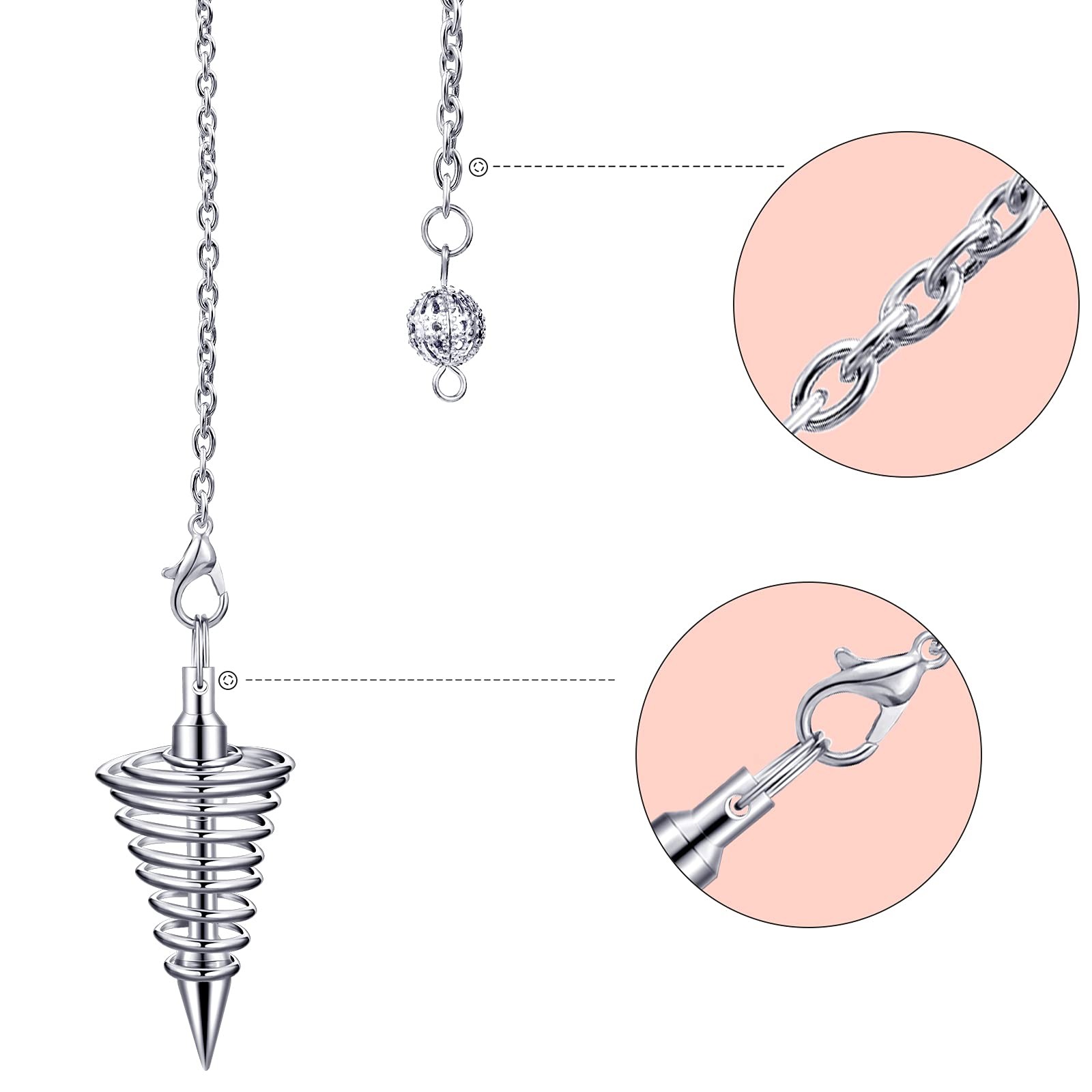 3 Pieces Copper Metal Dowsing Pendulum Divination Dower Reiki Healing Pendulum C