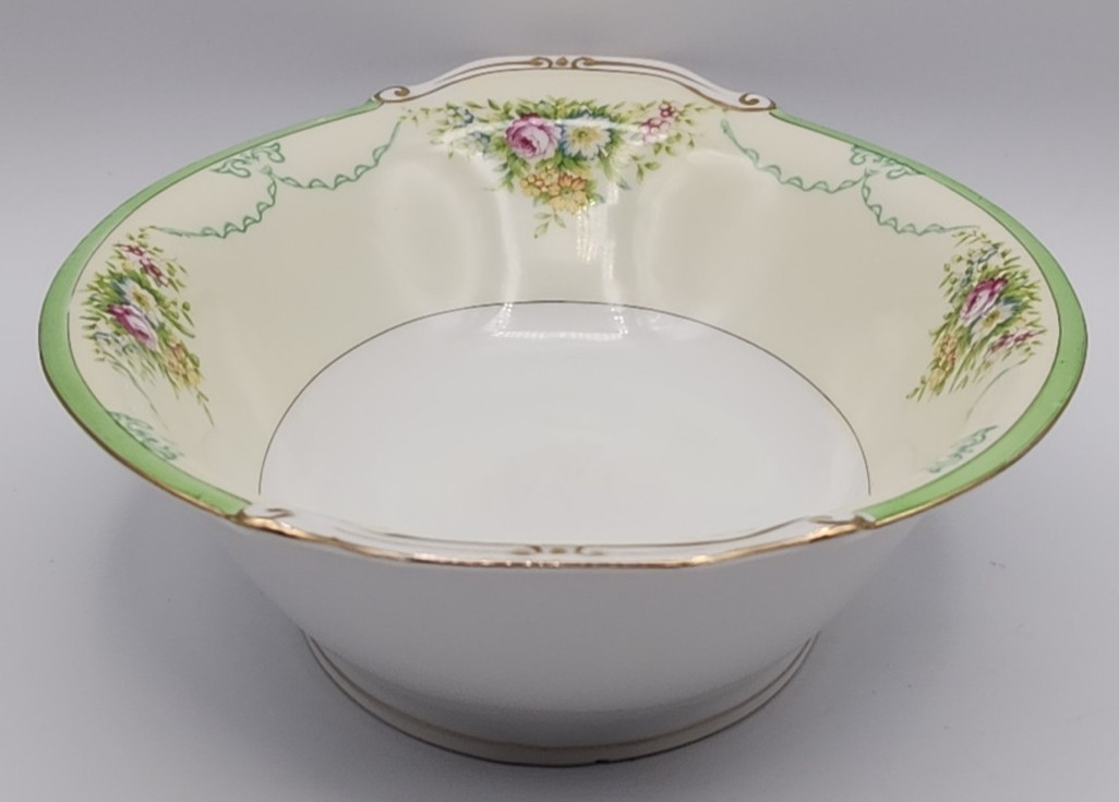 Grace China Formal Garden Oval Serving Bowl Japan 11 1/8″ x 7 7/8″ READ BLUE