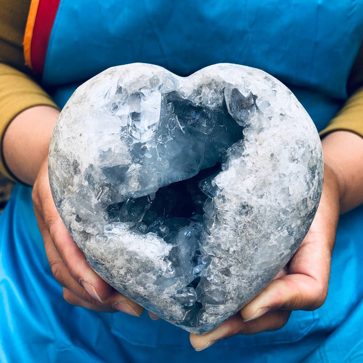 4.55LB Natural Blue Celestite Geode Quartz Crystal Mineral Specimen Healing