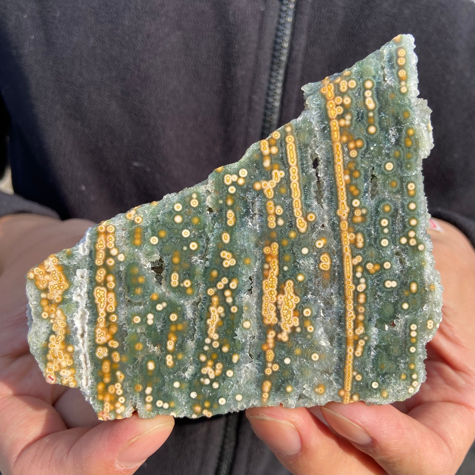 0.33lb Rare Natural Ocean Jasper Specimen With Druzy Crystal Reiki Healing
