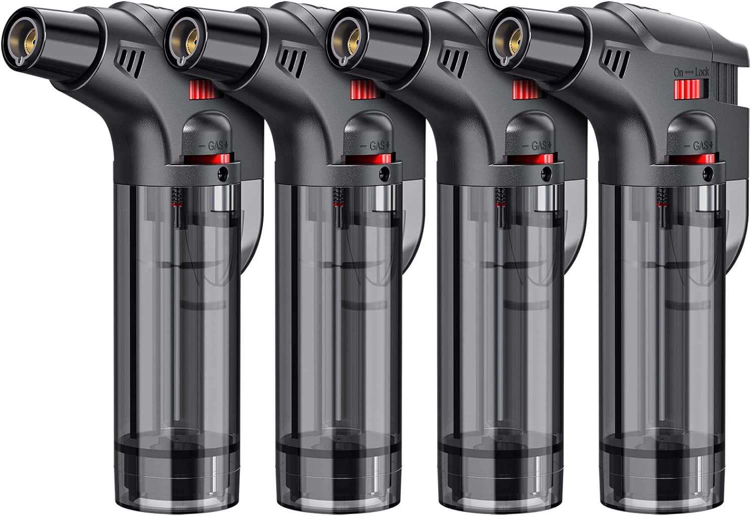 Torch Lighters, 4 Pack, Butane Refillable Jet Flame Torch Lighter, Windproof, Sa