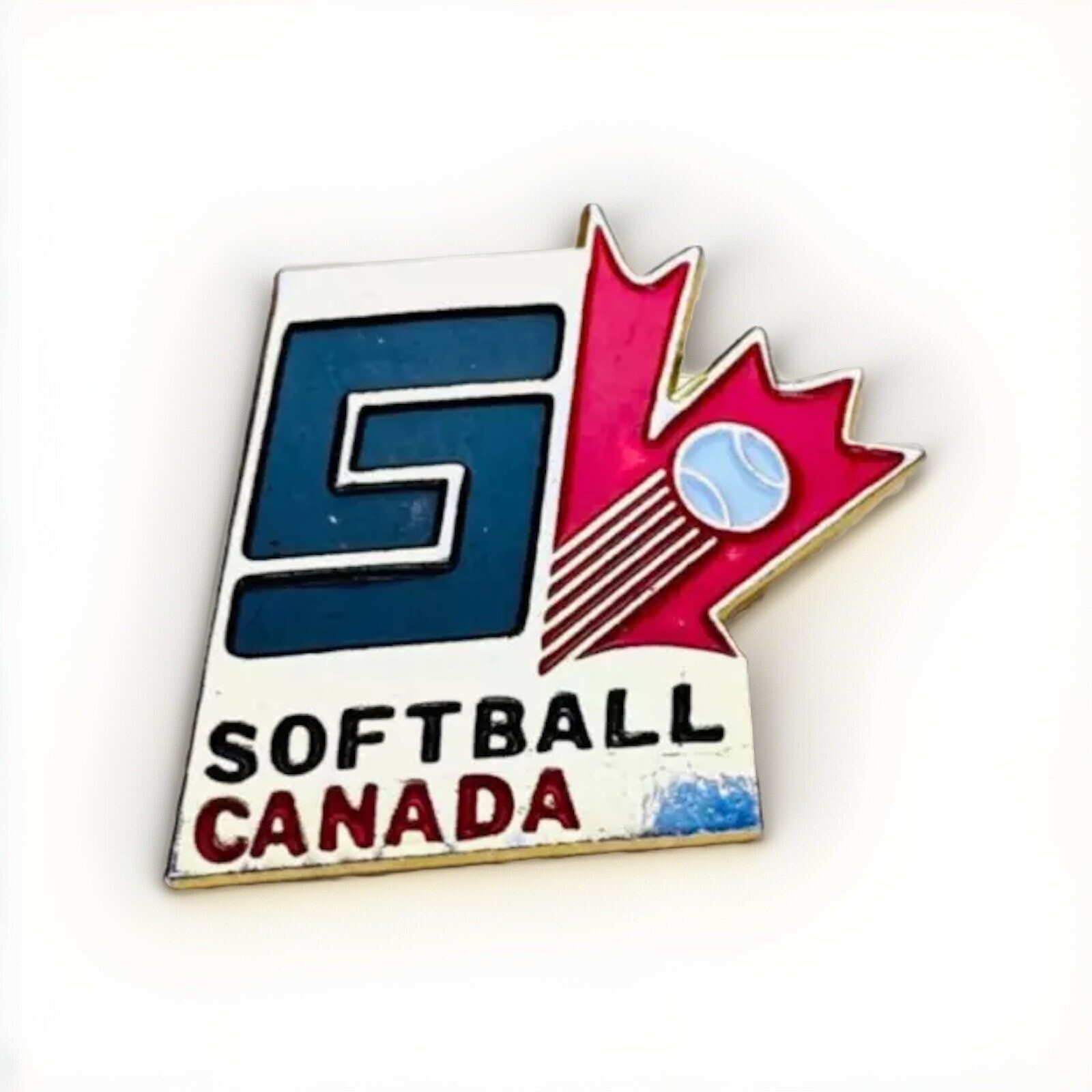 Vintage Softball Canada Gold Tone Lapel Hat Pin BX