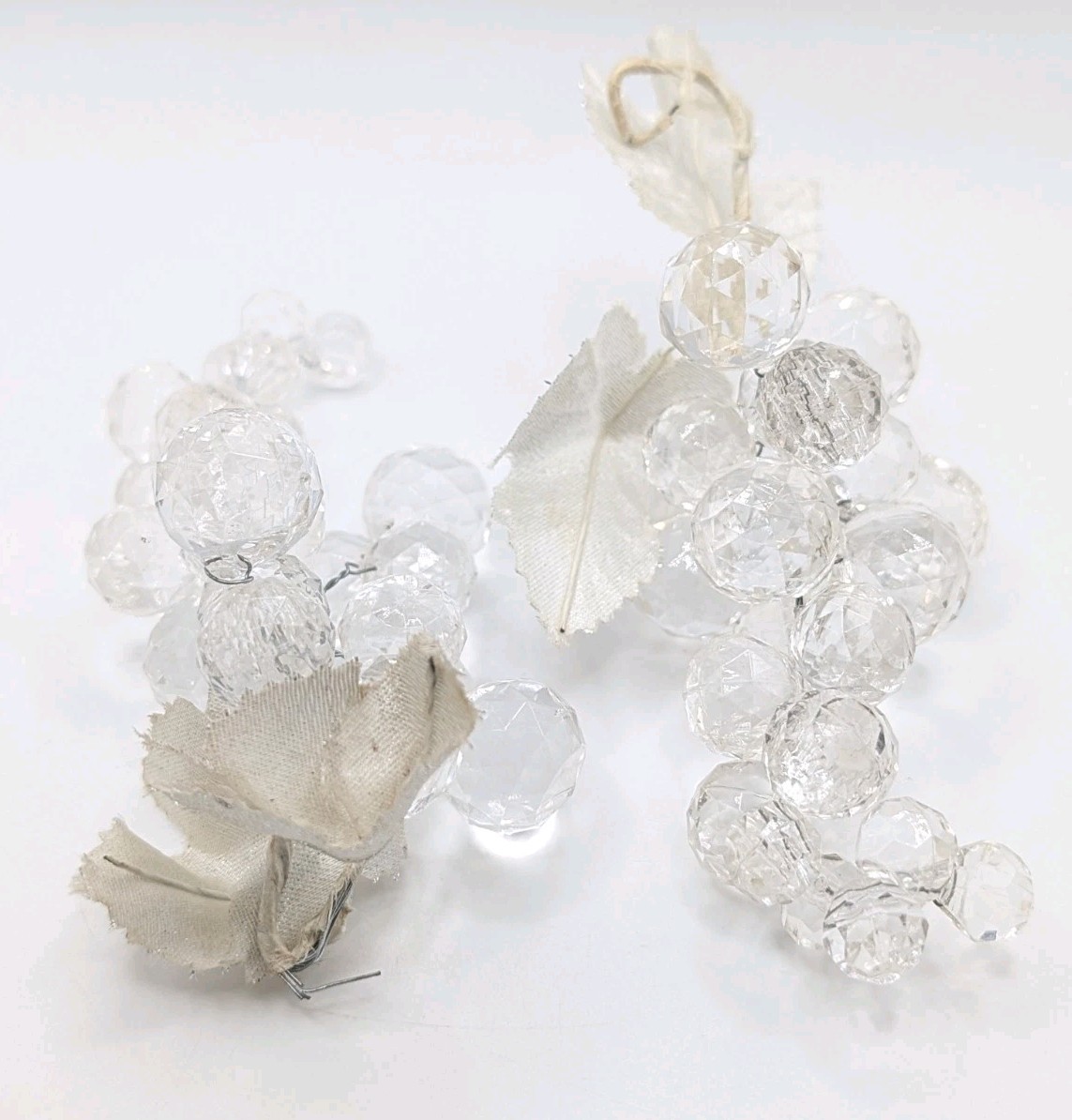 Vintage Clear Acrylic Faceted Grape Cluster Set Of 2 Decorative Home Decor