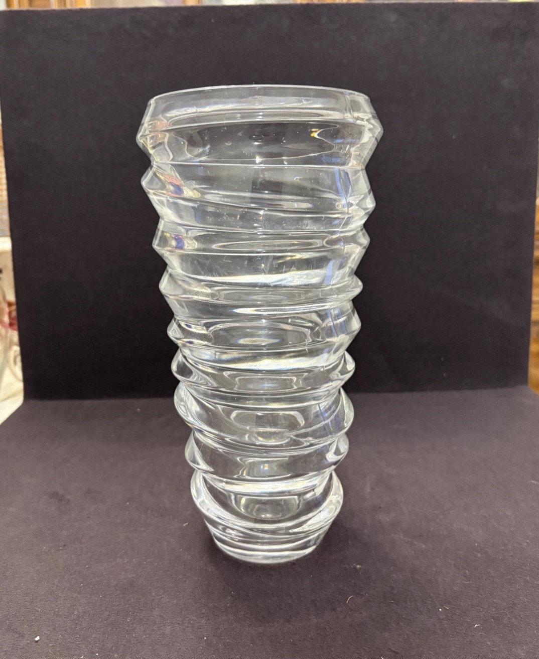 Vintage Nachtmann Riedel Germany Contemporary Art Deco Crystal Vase Heavy 9.5”