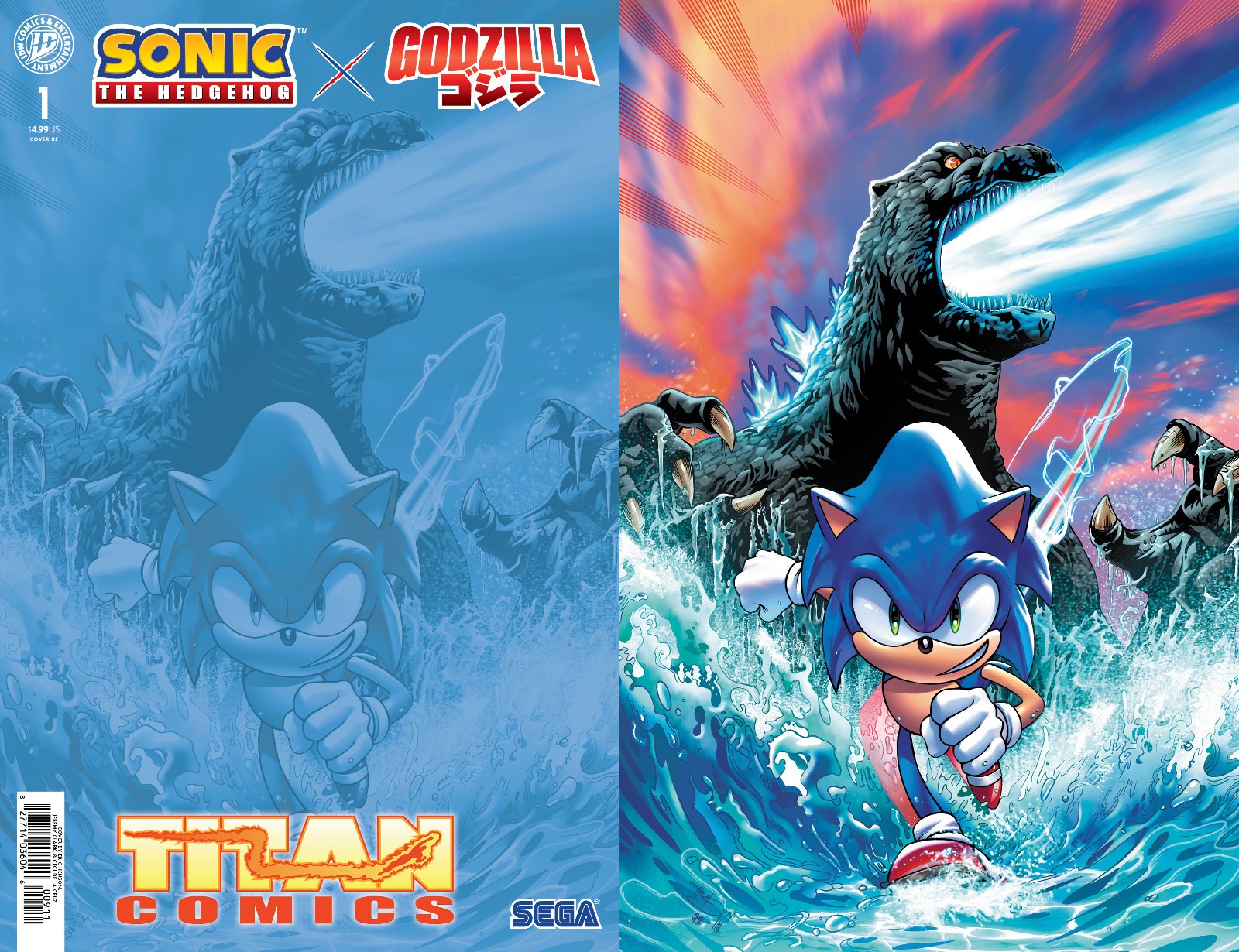Sonic X Godzilla #1 Titan Comics Exclusive Virgin Cover PreOrder(Arrive 7/15/26)