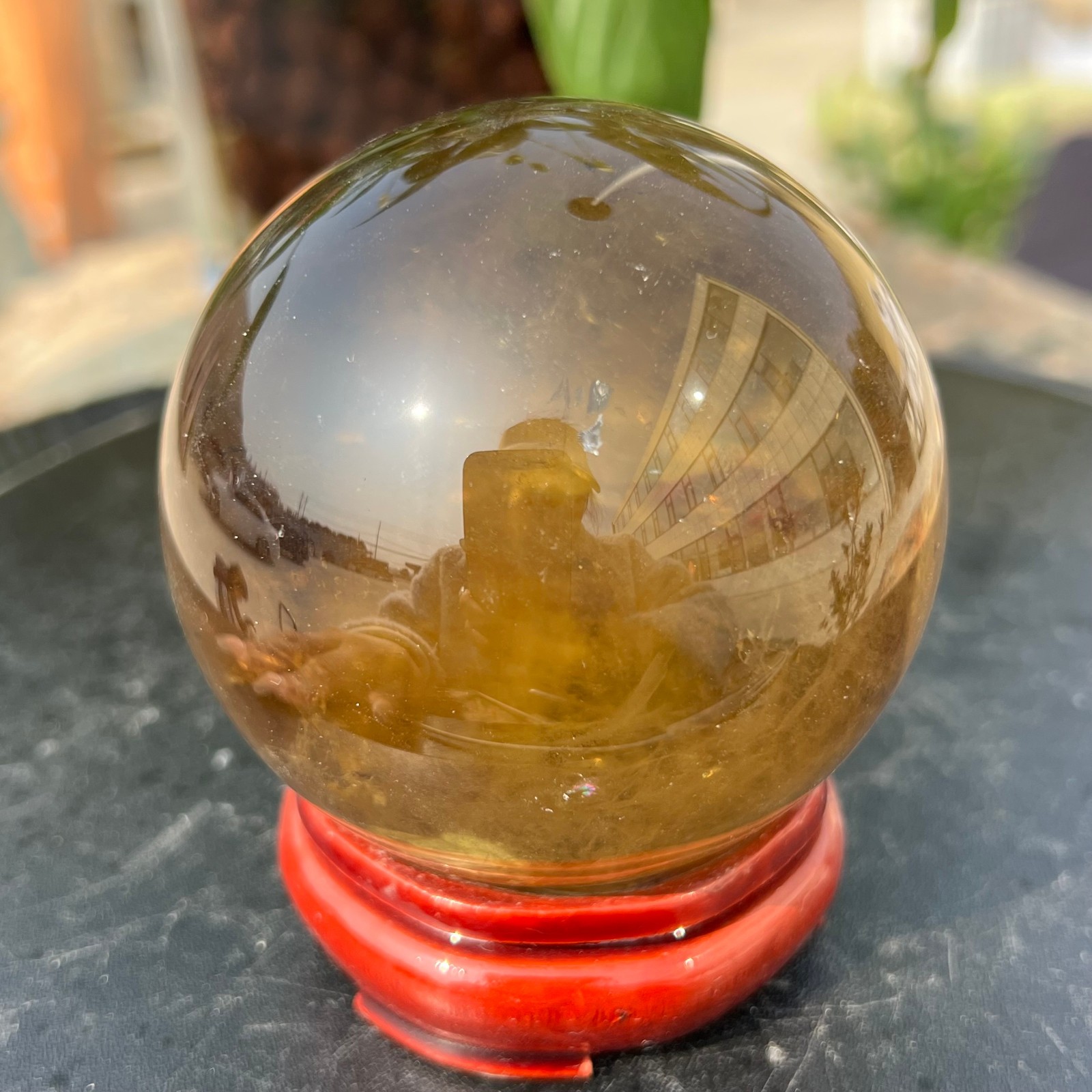 1.5LB Natural Smoky Quartz Crystal Sphere Polished Healing Ball Home Decor