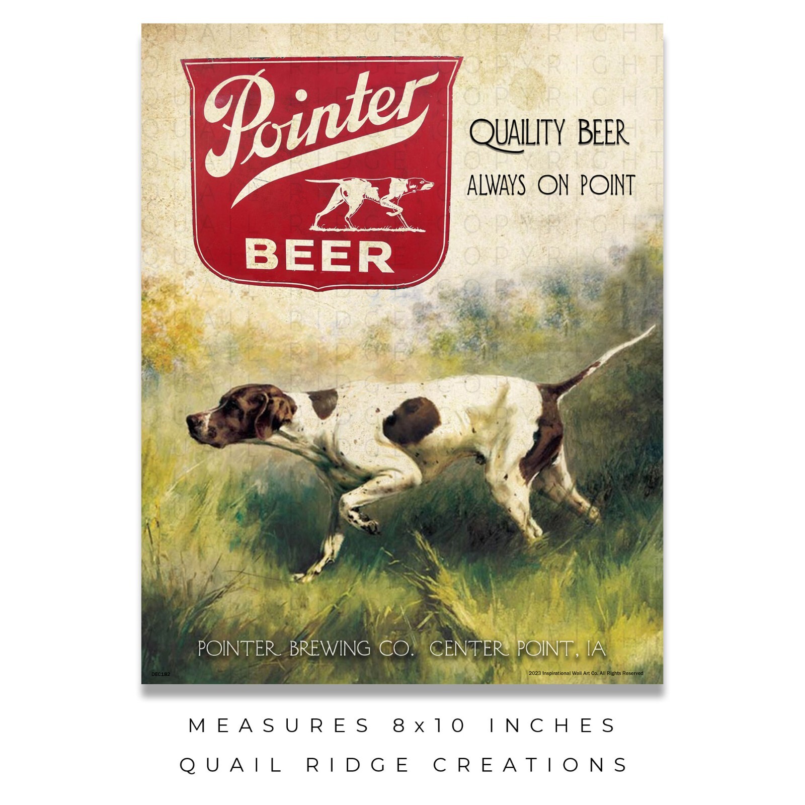 Vintage Pointer Beer Advertising Art Print 8X10 Hunting Dog Cabin Bar Wall Decor
