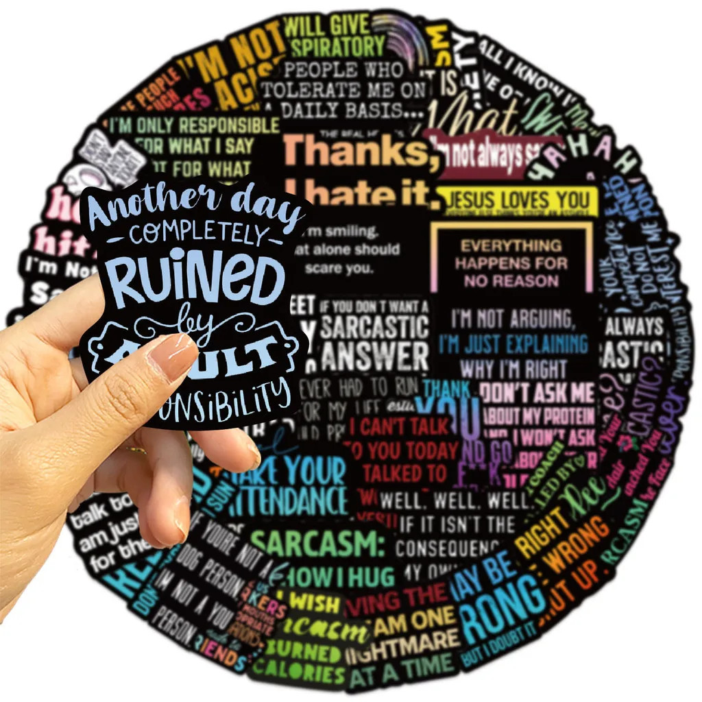 10 Pack Funny Sarcastic Adult Sticker Decal Set 2 Inch Avg Size Meme Neon Text
