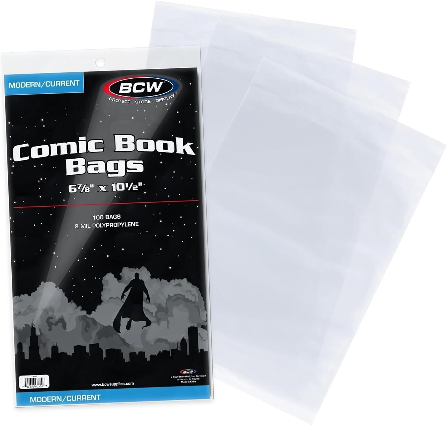 100 BCW Modern / Current Comic Book Protection Bags Sleeves 6 7/8 X 10 1/4 2 Mil