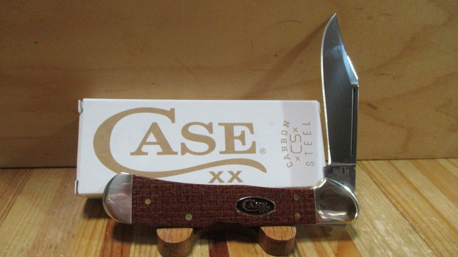 New Case Dark Red Burlap Micarta Smooth Copperlock 101549L Pocketknife – 12275