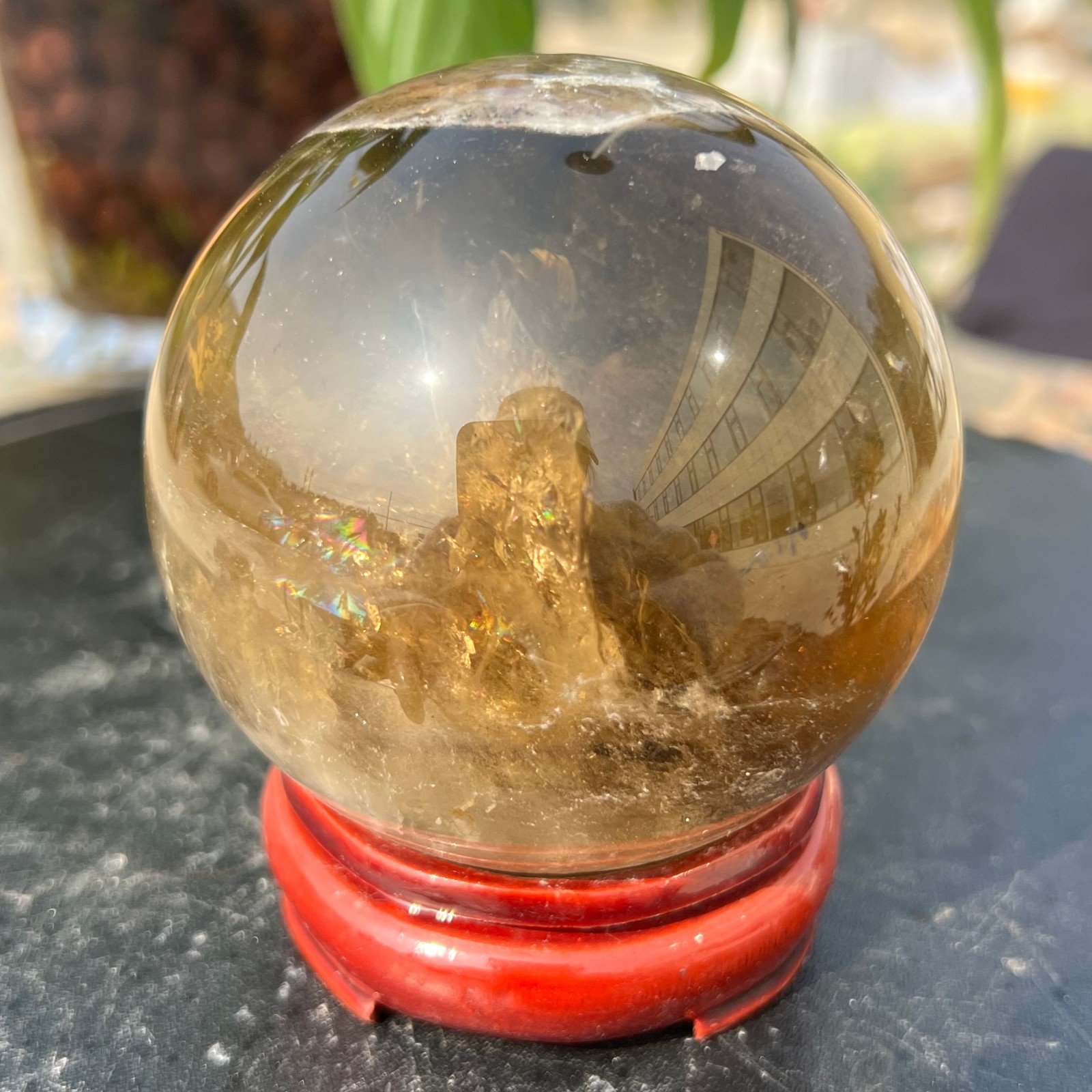 1.5LB Natural Smoky Quartz Crystal Sphere Polished Healing Ball Home Decor