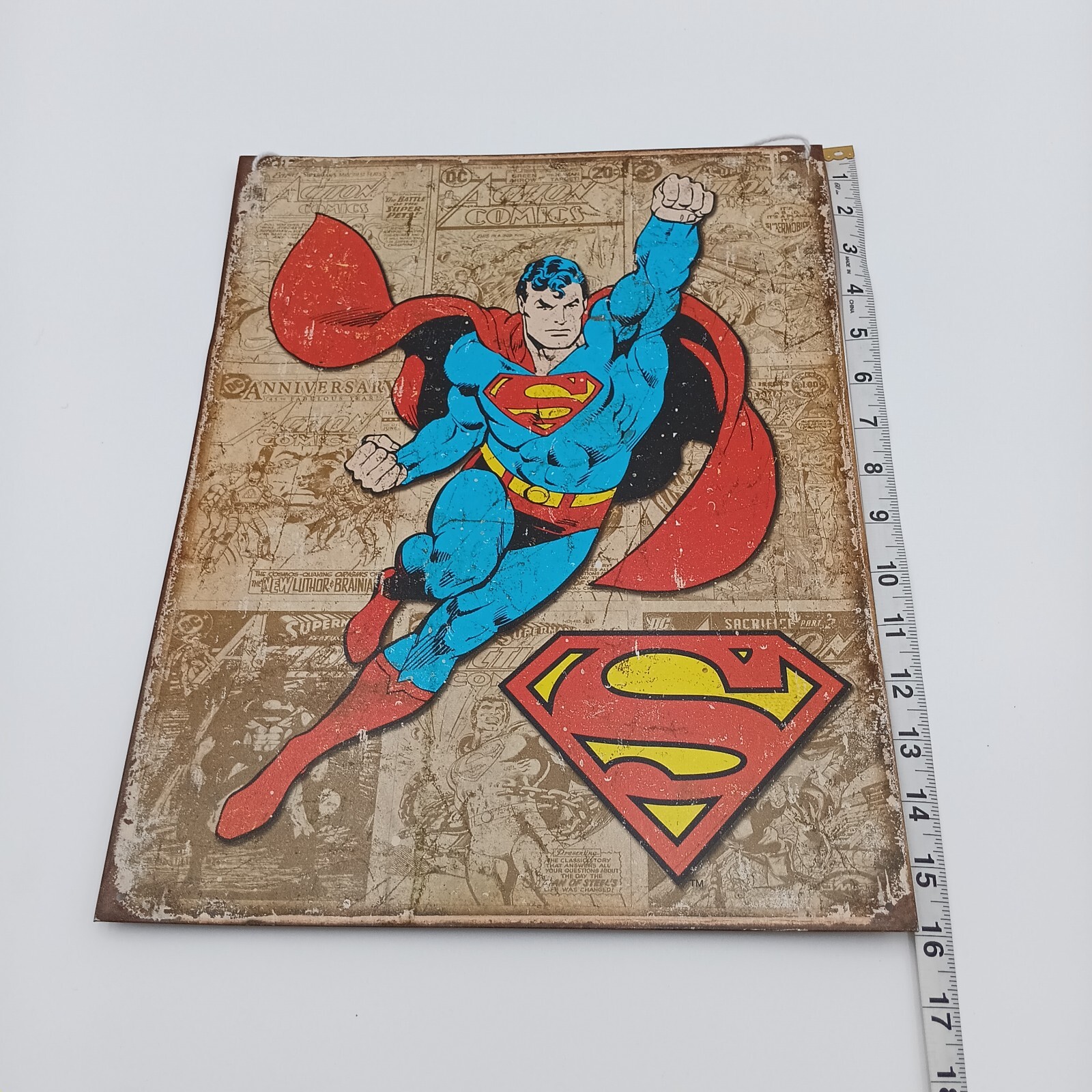 Superman DC Universe Weathered Panel Tin Metal Sign Decor 12.5 X 16