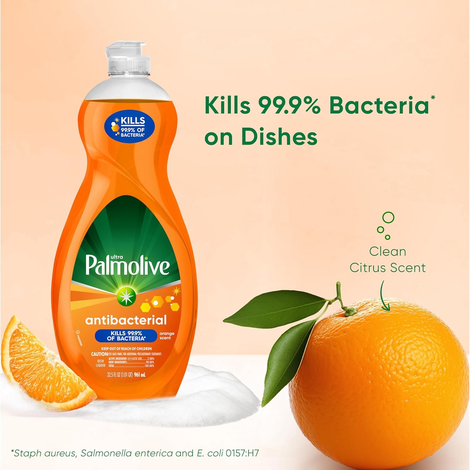 Palmolive Ultra Concentrated Antibacterial Liquid Dish Soap, Orange Scent, 32.5